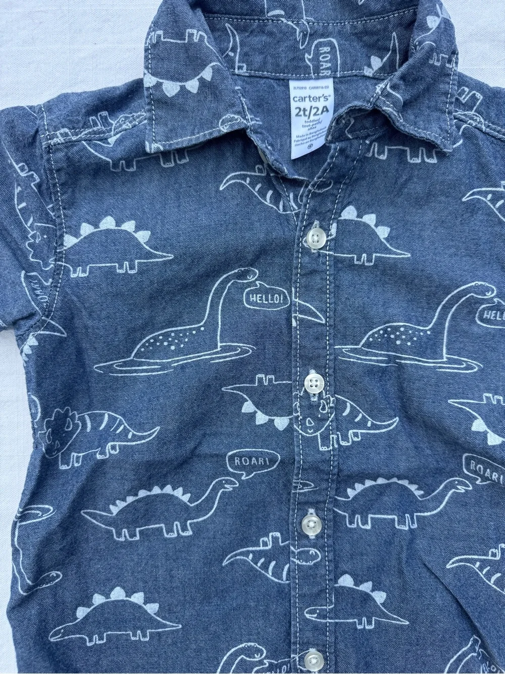 Carter’s Short Sleeve Button Down Dinosaur 2T